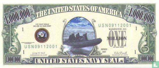 USA 1 miljoen Navy Seals dollar 2001 - Afbeelding 1