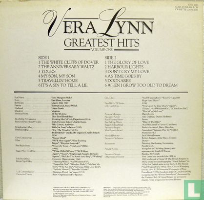 Vera Lynn Greatest Hits Volume 1 - Image 2