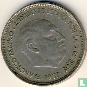 Spain 25 pesetas 1957 (58) - Image 2