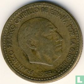 Spain 1 peseta 1953 (1954) - Image 2