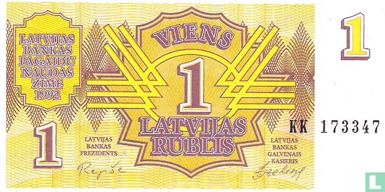 Latvia 1 Rublis 1992 - Image 1