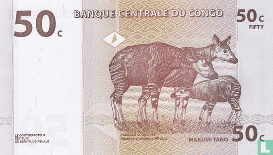 Congo 50 Centimes  - Afbeelding 2