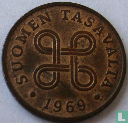 Finlande 1 penni 1969 (cuivre) - Image 1