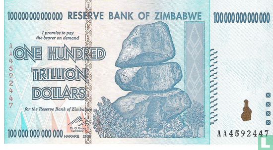 Zimbabwe 100 Trillion Dollars 2008 - Afbeelding 1