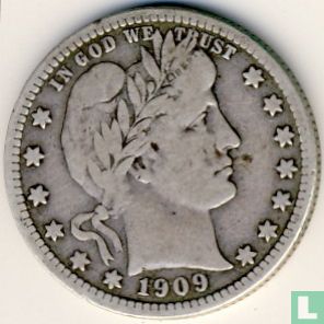États-Unis ¼ dollar 1909 (D) - Image 1
