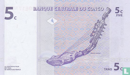 Congo 5 Centimes 1997 - Afbeelding 2