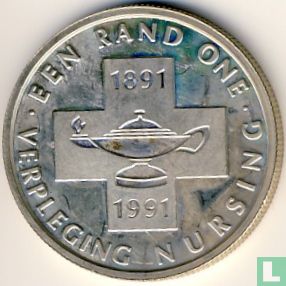 South Africa 1 rand 1991 "Centenary of South African nursing schools" - Image 2