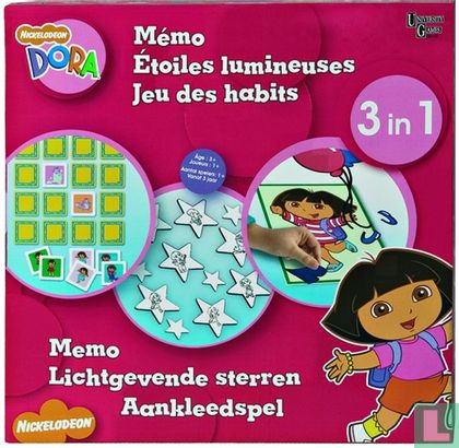 Dora 3 in 1 Memo Lichtgevende sterren Aankleedspel