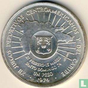 Dominicaanse Republiek 1 peso 1974 "12th Central American and Caribbean Games" - Afbeelding 1