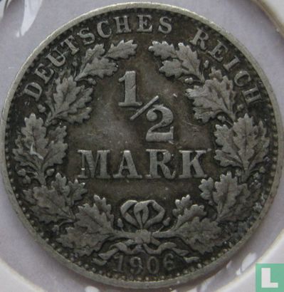 Duitse Rijk ½ mark 1906 (D) - Afbeelding 1