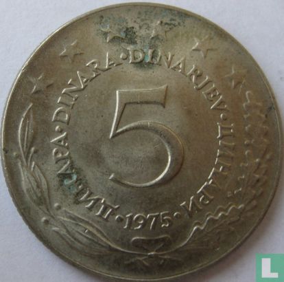 Joegoslavië 5 dinara 1975 - Afbeelding 1