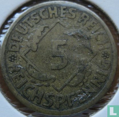 Empire allemand 5 reichspfennig 1924 (F) - Image 2