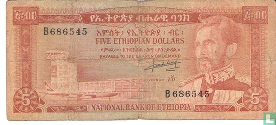 Ethiopia 5 Dollars ND (1966) - Image 1