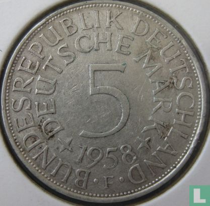 Duitsland 5 mark 1958 (F) - Afbeelding 1