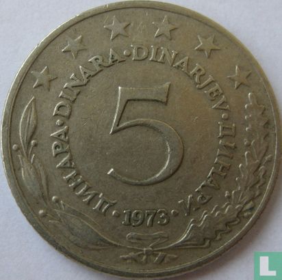 Jugoslawien 5 Dinara 1973 - Bild 1