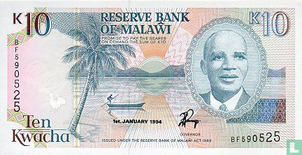 Malawi 10 Kwacha 1994 - Image 1