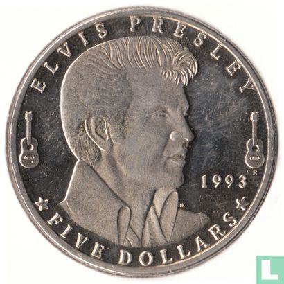 Marshalleilanden 5 dollars 1993 (PROOFLIKE) "Elvis Presley" - Afbeelding 1