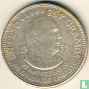 Dominicaanse Republiek 1 peso 1955 "25th annivesary of The Trujillo era" - Afbeelding 1