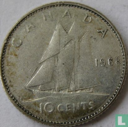Canada 10 cents 1968 (silver) - Image 1