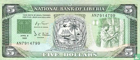 Liberia 5 Dollars - Bild 1
