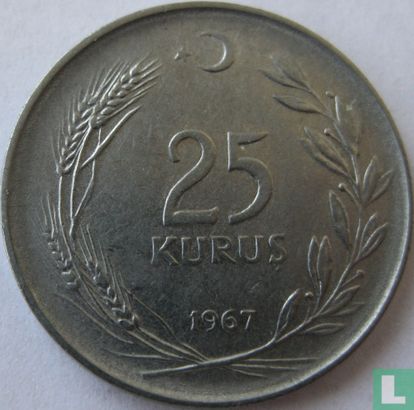 Turkije 25 kurus 1967 - Afbeelding 1