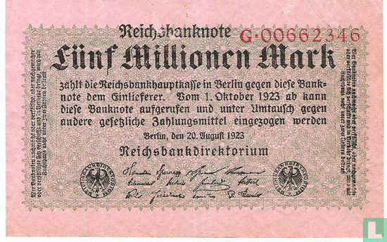 Duitsland 5 Miljoen Mark 1923 (P.105 - Ros.104a) - Afbeelding 1