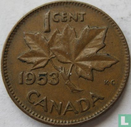 Canada 1 cent 1953 (zonder schouderriem) - Afbeelding 1