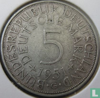 Duitsland 5 mark 1951 (G) - Afbeelding 1