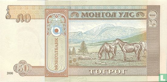 Mongolië 50 Tugrik 2000 - Afbeelding 2
