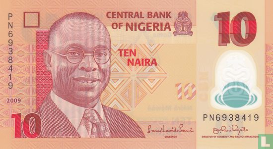 Nigeria 10 Naira 2009 (P39a2) - Afbeelding 1