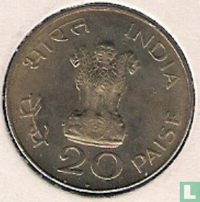India 20 paise 1969 (Bombay - type 1) "100th anniversary Birth of Mahatma Gandhi" - Image 2