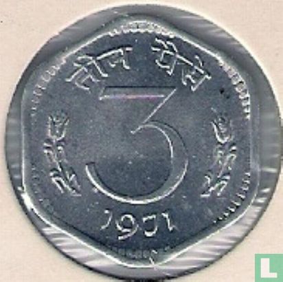 India 3 paise 1971 (Calcutta) - Image 1