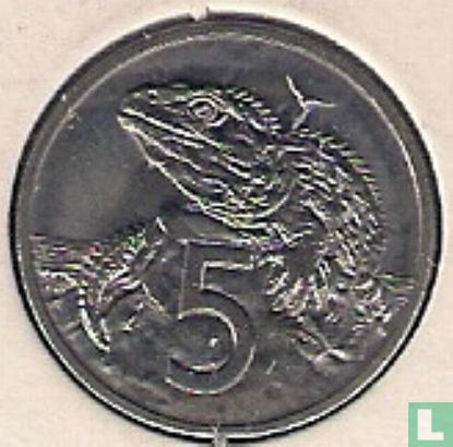 New Zealand 5 cents 1985 (low relief portrait) - Image 2