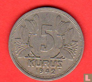 Turkije 5 kurus 1942 - Afbeelding 1