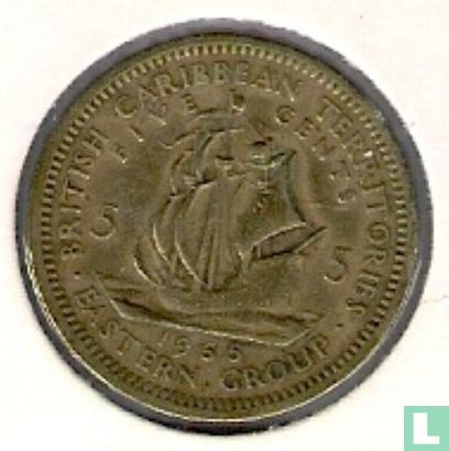 British territoires des Caraïbes 5 cents 1955 - Image 1