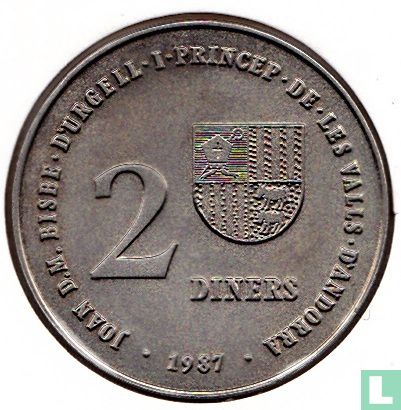 Andorra 2 diners 1987 (muntslag) "1992 Olympics in Albertville and Barcelona" - Afbeelding 1