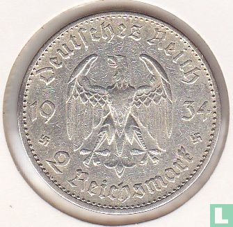Empire allemand 2 reichsmark 1934 (A) "First anniversary of Nazi Rule" - Image 1