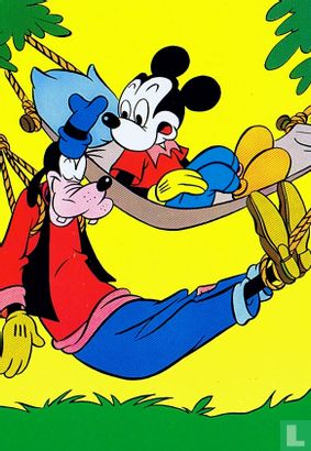 Mickey en Goofy in hangmat
