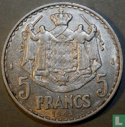 Monaco 5 francs 1945 - Image 1