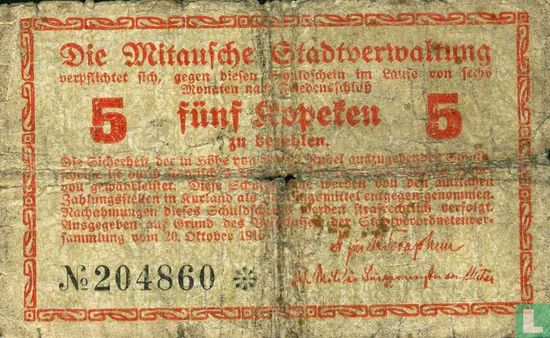 5 kopeken 20-10-1915  Stadt Mitau - Image 1