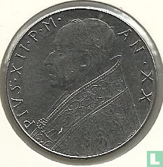 Vatikan 100 Lire 1958 (Typ 1) - Bild 2