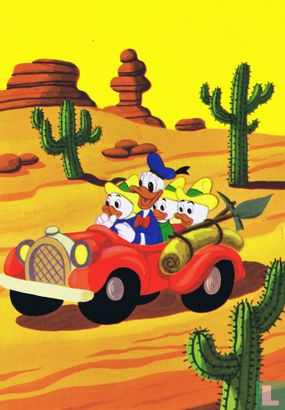 Donald en neefjes in de woestijn