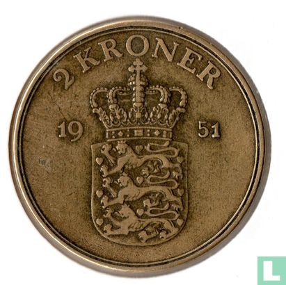 Denemarken 2 kroner 1951 - Afbeelding 1