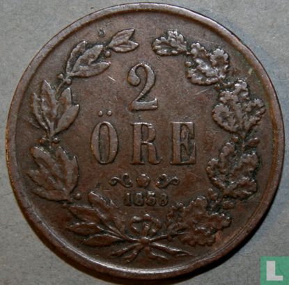 Suède 2 öre 1858 - Image 1