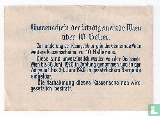 Wien 10 Heller 1920 - Afbeelding 2