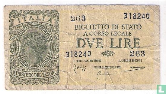 Italië 2 Lire (signatures Bolaffi / Cavallaro / Giovinco) - Afbeelding 1