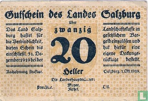 Salzburg 20 Heller 1919 - Afbeelding 1