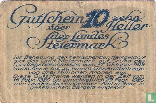 Steiermark 10 Heller 1920 - Image 2