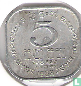 Sri Lanka 5 cents 1988 - Afbeelding 1