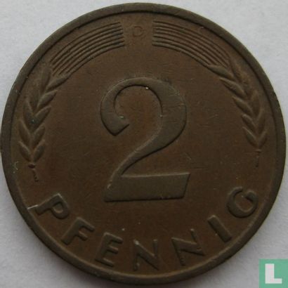 Duitsland 2 pfennig 1962 (D) - Afbeelding 2